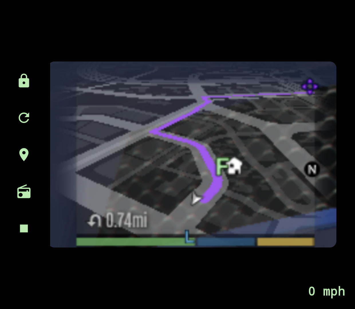 GTA V minimap mirrored on the Thor's bottom screen, rectangular crop