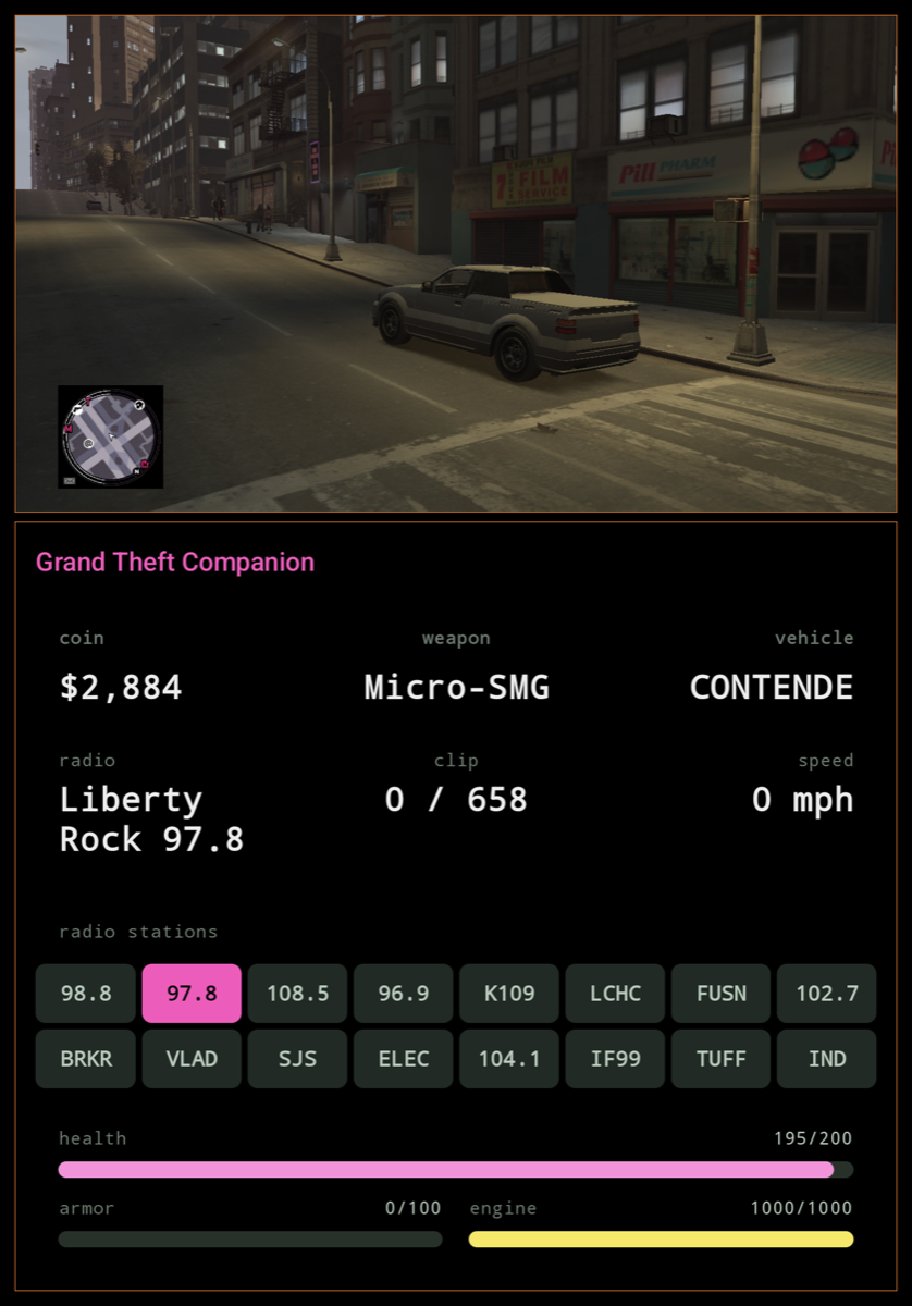 GTA IV on the Thor's top screen, GTC companion on the bottom screen